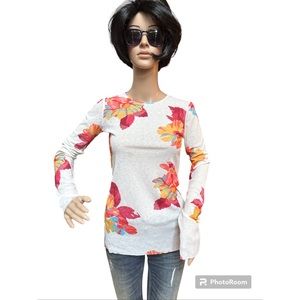 Zara Floral Light Crewneck Long Sleeve Top, NWOT, S
